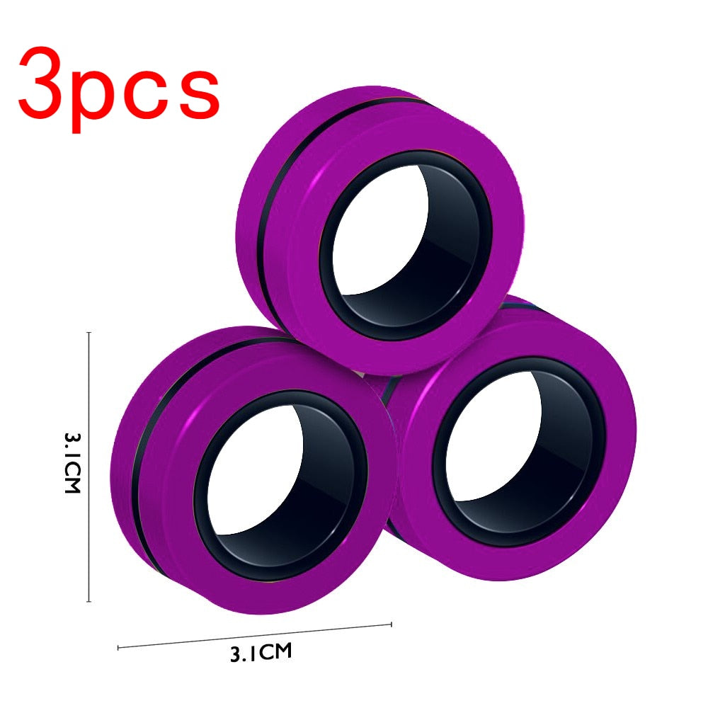 3pcs Anti-Stress Finger Magnetic Rings Creative Magnetic Bracelet Ring Unzip Toy Magic Ring Props Tools Decompression toys