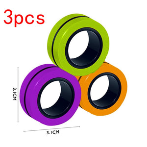 3pcs Anti-Stress Finger Magnetic Rings Creative Magnetic Bracelet Ring Unzip Toy Magic Ring Props Tools Decompression toys