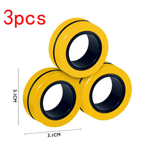 3pcs Anti-Stress Finger Magnetic Rings Creative Magnetic Bracelet Ring Unzip Toy Magic Ring Props Tools Decompression toys