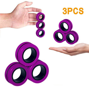 3pcs Anti-Stress Finger Magnetic Rings Creative Magnetic Bracelet Ring Unzip Toy Magic Ring Props Tools Decompression toys