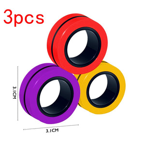 3pcs Anti-Stress Finger Magnetic Rings Creative Magnetic Bracelet Ring Unzip Toy Magic Ring Props Tools Decompression toys