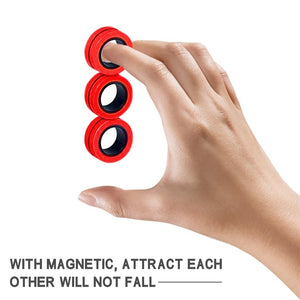 3pcs Anti-Stress Finger Magnetic Rings Creative Magnetic Bracelet Ring Unzip Toy Magic Ring Props Tools Decompression toys