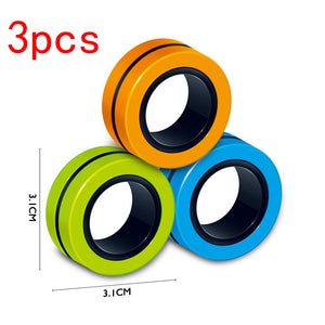 3pcs Anti-Stress Finger Magnetic Rings Creative Magnetic Bracelet Ring Unzip Toy Magic Ring Props Tools Decompression toys