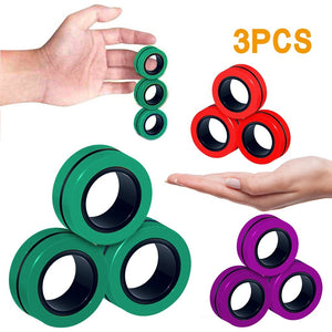 3pcs Anti-Stress Finger Magnetic Rings Creative Magnetic Bracelet Ring Unzip Toy Magic Ring Props Tools Decompression toys