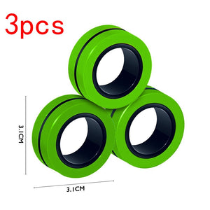 3pcs Anti-Stress Finger Magnetic Rings Creative Magnetic Bracelet Ring Unzip Toy Magic Ring Props Tools Decompression toys