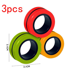 3pcs Anti-Stress Finger Magnetic Rings Creative Magnetic Bracelet Ring Unzip Toy Magic Ring Props Tools Decompression toys