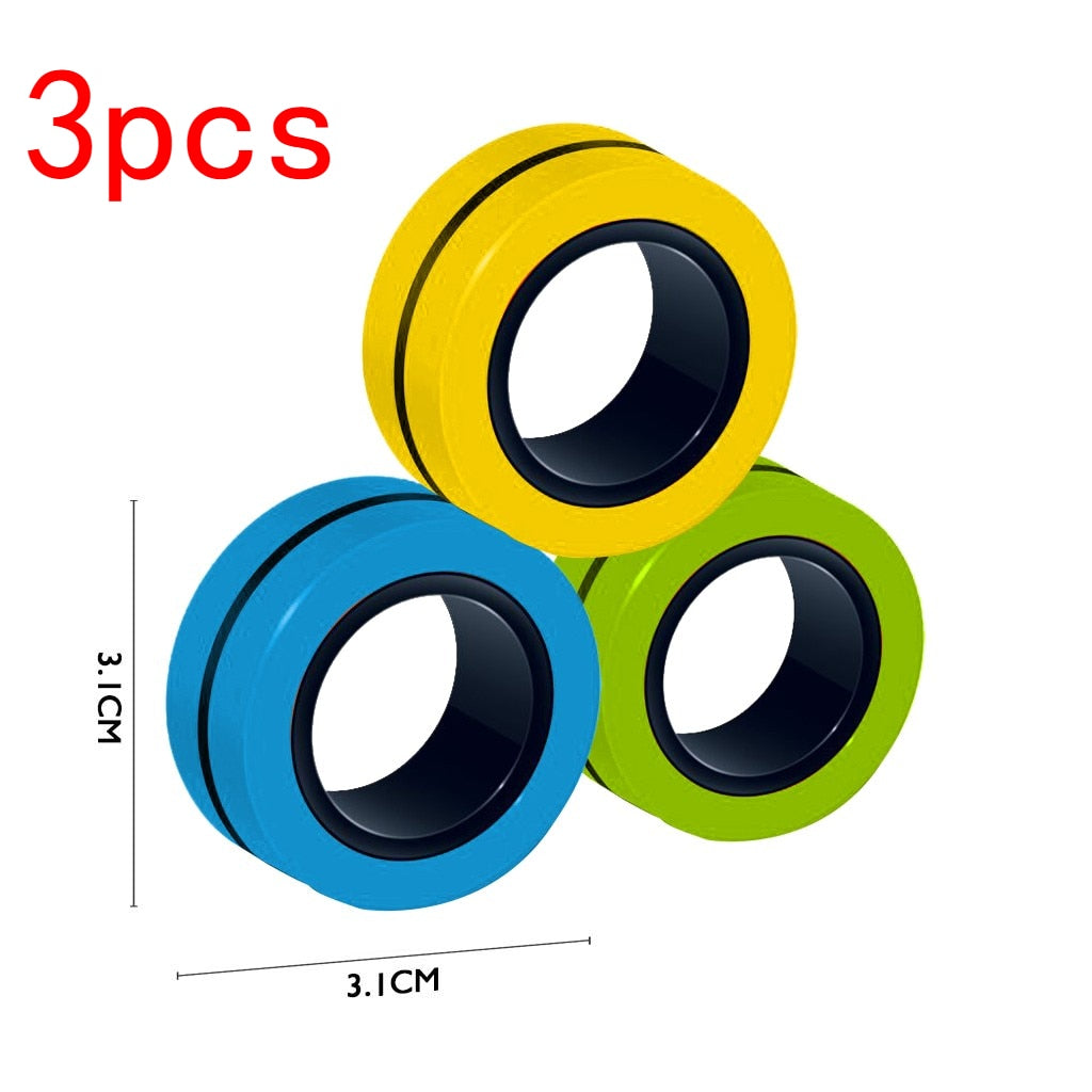 3pcs Anti-Stress Finger Magnetic Rings Creative Magnetic Bracelet Ring Unzip Toy Magic Ring Props Tools Decompression toys