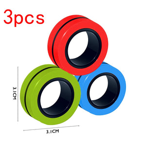 3pcs Anti-stress Magnetic Rings Magnetic Bracelet Ring Unzip Toy Magic Ring Props Tools Decompression Toys Finger Rings Toy