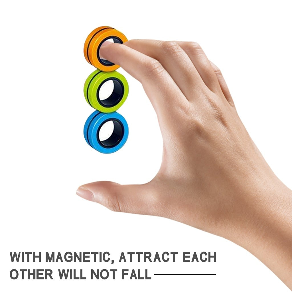 3pcs Magnetic Rings Anti-Stress Magnetic Bracelet Ring Unzip Toy Magic Ring Props Decompression toys Magnetic Bracelet Ring