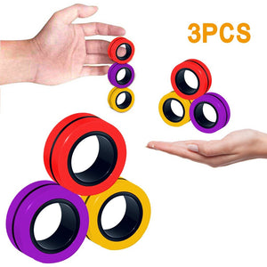 Anti-Stress Finger Magnetic Rings Kids Decompression Fingertip Toys Magic Ring Props Tool For Autism ADHD Anxiety Relief Focus