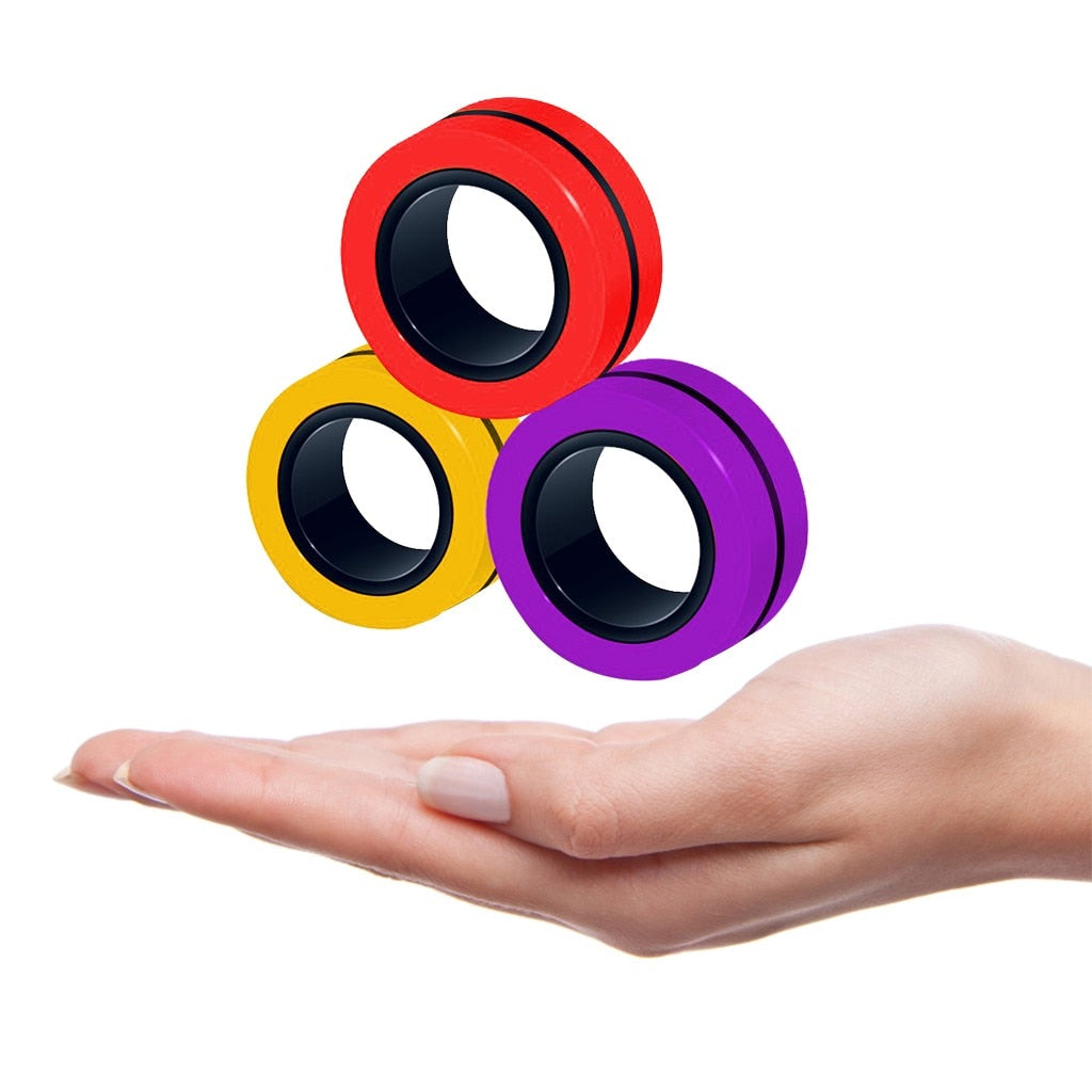 Anti-Stress Finger Magnetic Rings Kids Decompression Fingertip Toys Magic Ring Props Tool For Autism ADHD Anxiety Relief Focus