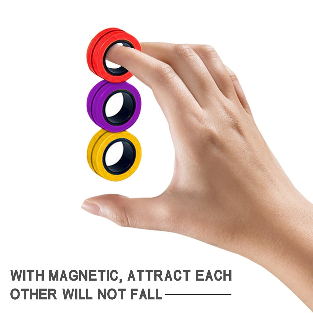 Anti-Stress Finger Magnetic Rings Kids Decompression Fingertip Toys Magic Ring Props Tool For Autism ADHD Anxiety Relief Focus