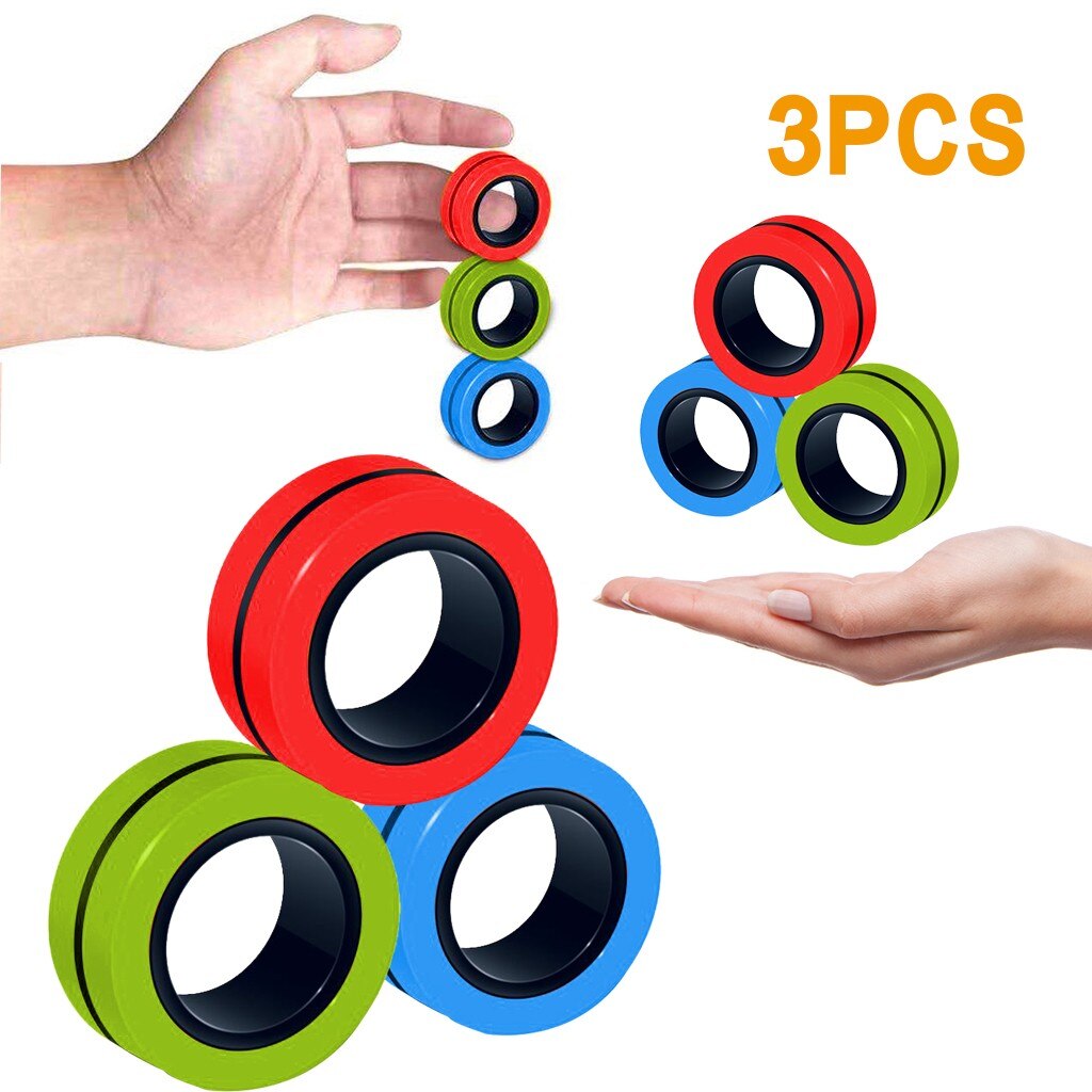 Anti-Stress Finger Magnetic Rings Kids Decompression Fingertip Toys Magic Ring Props Tool For Autism ADHD Anxiety Relief Focus