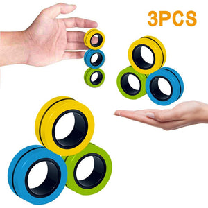 Anti-Stress Finger Magnetic Rings Kids Decompression Fingertip Toys Magic Ring Props Tool For Autism ADHD Anxiety Relief Focus