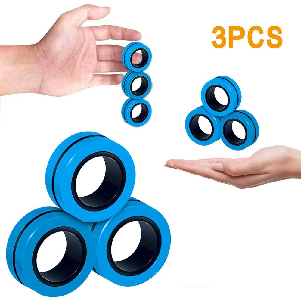 Anti-Stress Finger Magnetic Rings Kids Decompression Fingertip Toys Magic Ring Props Tool For Autism ADHD Anxiety Relief Focus