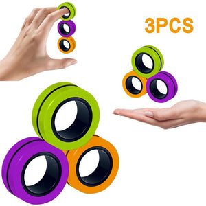 Anti-Stress Finger Magnetic Rings Kids Decompression Fingertip Toys Magic Ring Props Tool For Autism ADHD Anxiety Relief Focus