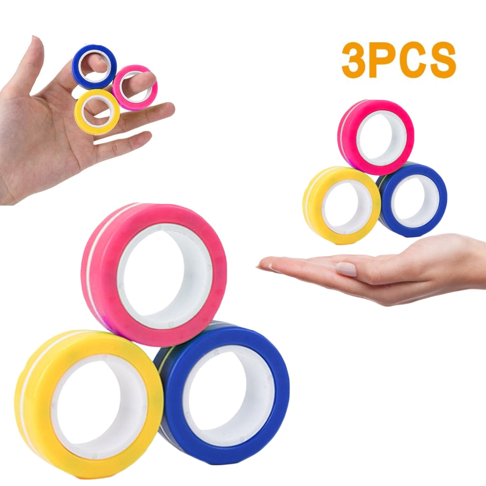 Anti-Stress Finger Magnetic Rings Kids Decompression Fingertip Toys Magic Ring Props Tool For Autism ADHD Anxiety Relief Focus