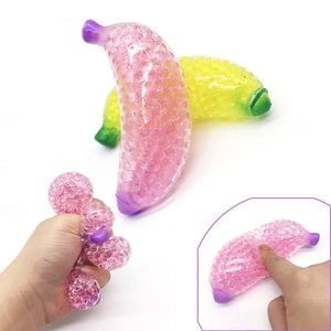 Spongy Banana Bead Stress Ball Toy Squeezable Soft Fruit Shape Sensory Adult Decompression Child Fidgeting Rebound Squeeze Toys