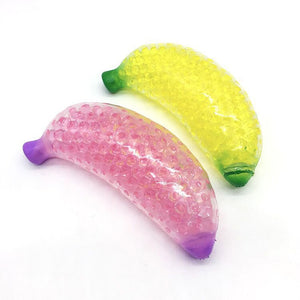 Spongy Banana Bead Stress Ball Toy Squeezable Soft Fruit Shape Sensory Adult Decompression Child Fidgeting Rebound Squeeze Toys