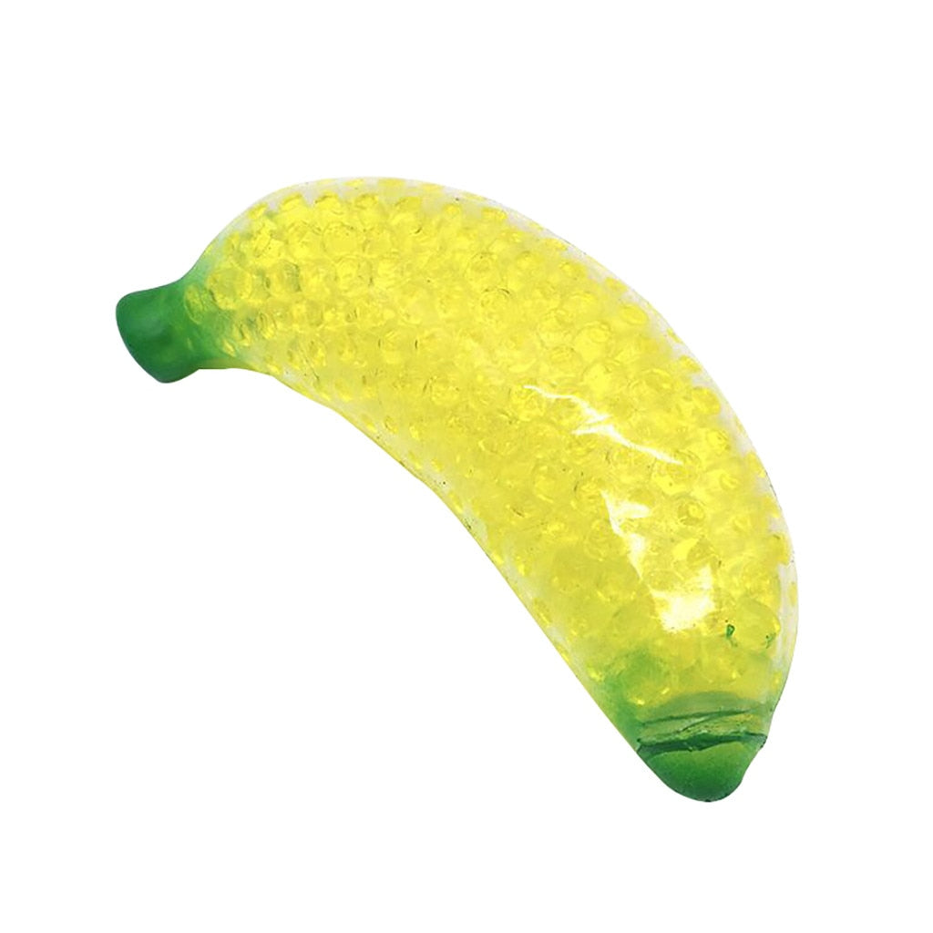 Spongy Banana Bead Stress Ball Toy Squeezable Soft Fruit Shape Sensory Adult Decompression Child Fidgeting Rebound Squeeze Toys